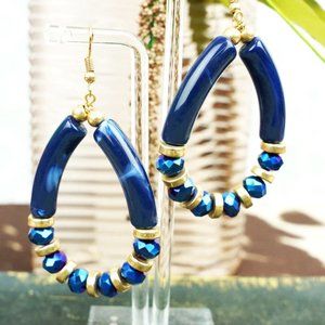 ❤️NWT *BOUTIQUE* HELLO BEAUTIFUL, MONTANA BLUE BEAD TEARDROP EARRINGS